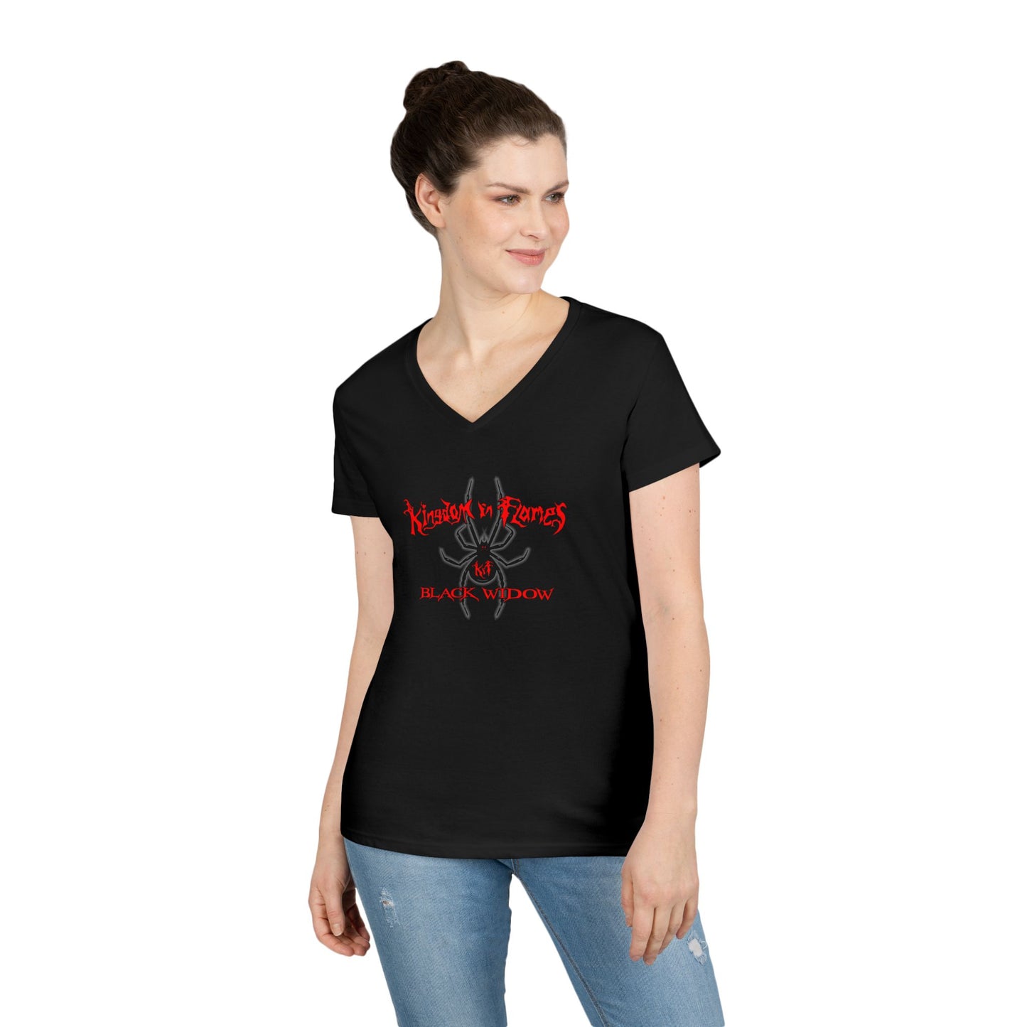 Ladies' V-Neck Black Widow T-Shirt